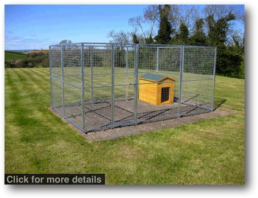 Large Dog Run Pack. Finished size 3.1m x 2.5m (approx. 10ft x 8ft). Height 1.8m (6ft.). *Kennel not included. Sturdy construction using 25x25mm box section framing covered with 50x50x3mm weldmesh. Hot dip galvanised for lifetime rust protection. Bottom of panels are raised off the ground to stop bacterial growth and to ease cleaning. Comes complete with gate and all bolts.  Can be easily erected in around 30 minutes with no special tools or skills required.